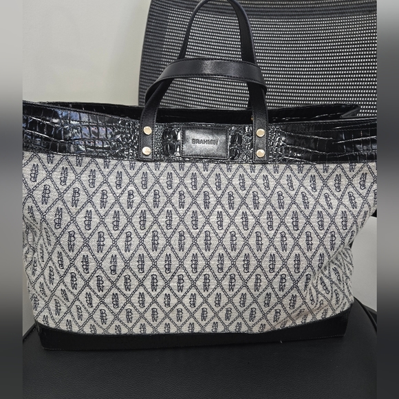 Brahmin Meredith Satchel Bag/Tote Purse Black Harborlight EUC In Packing - Picture 1 of 6
